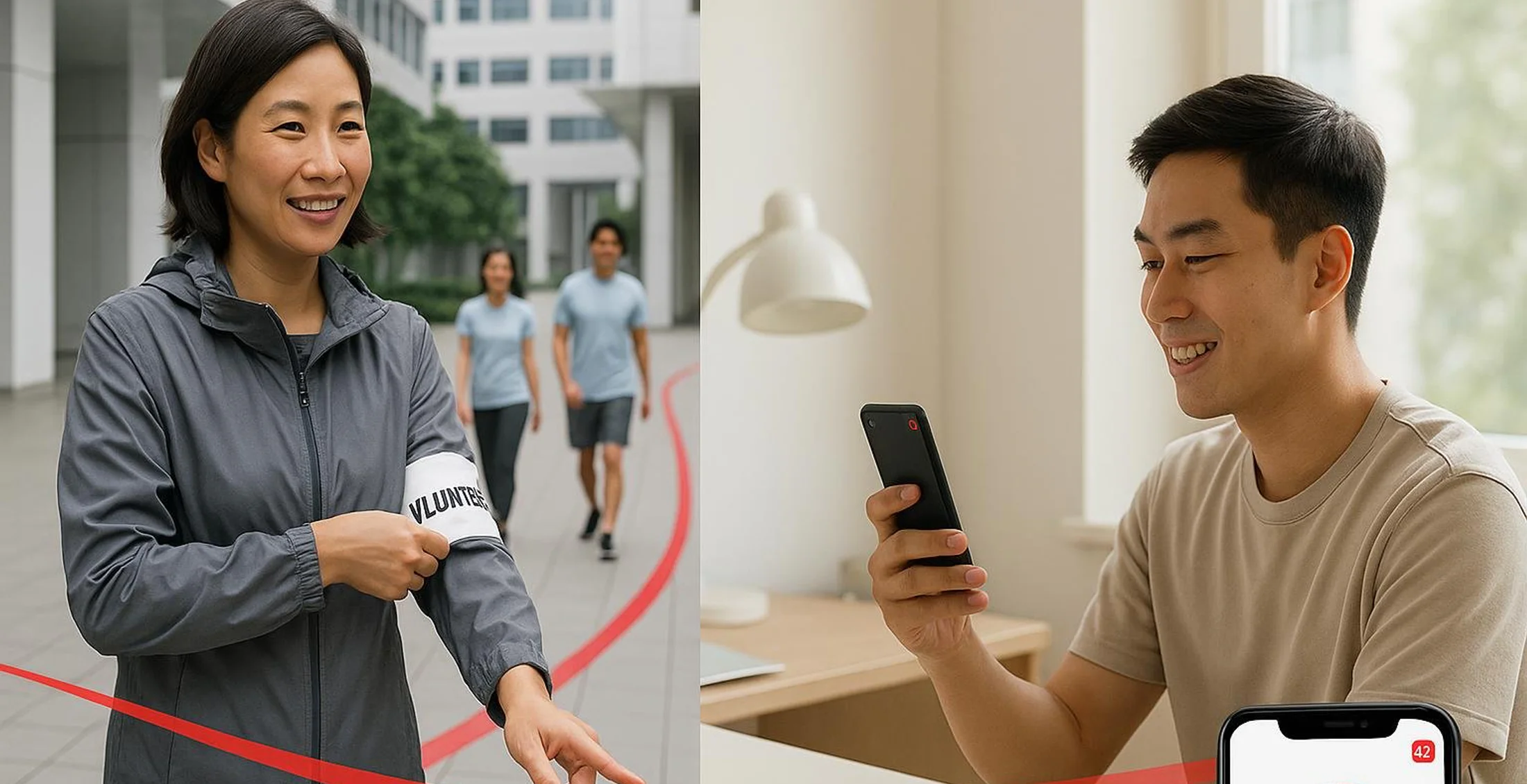 Employees connect their shared activity progress to a visible community goal.