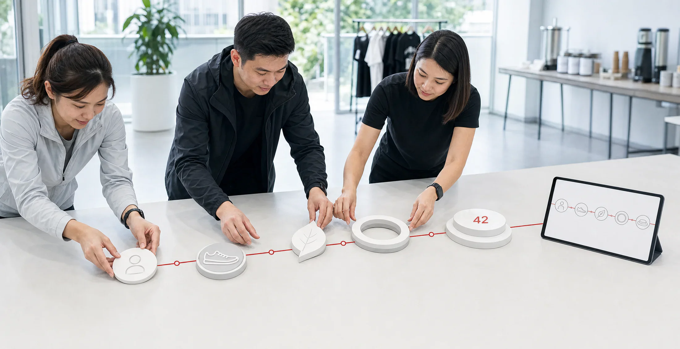 Asian CSR organisers assemble each stage of a corporate charity challenge journey.