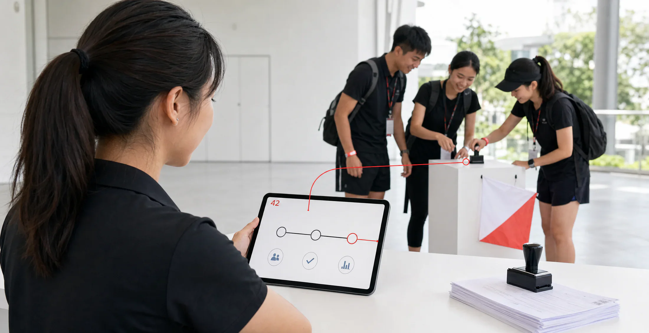 An Asian organiser uses technology to track a live Amazing Race checkpoint automatically.