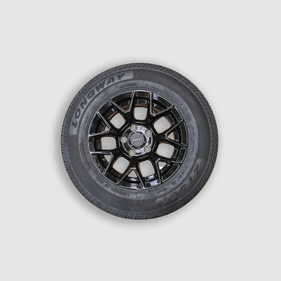 Set of four SHIFTR alloy trailer wheels with pre-mounted tires