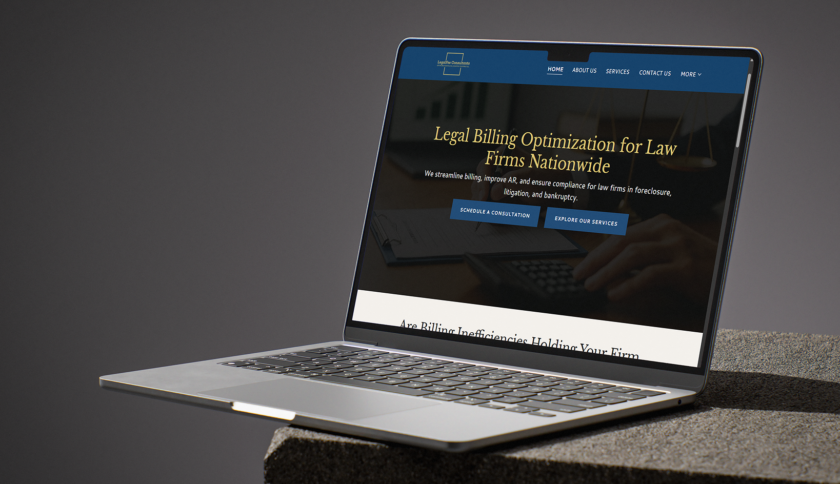 Website redesign for LegalFee Consultants showcasing trusted foreclosure and bankruptcy billing support services