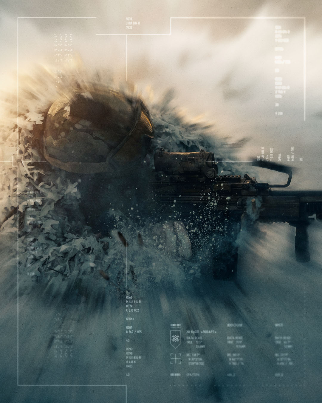 Військовослужбовець в маскхалаті цілиться зі зброї на тренуванні