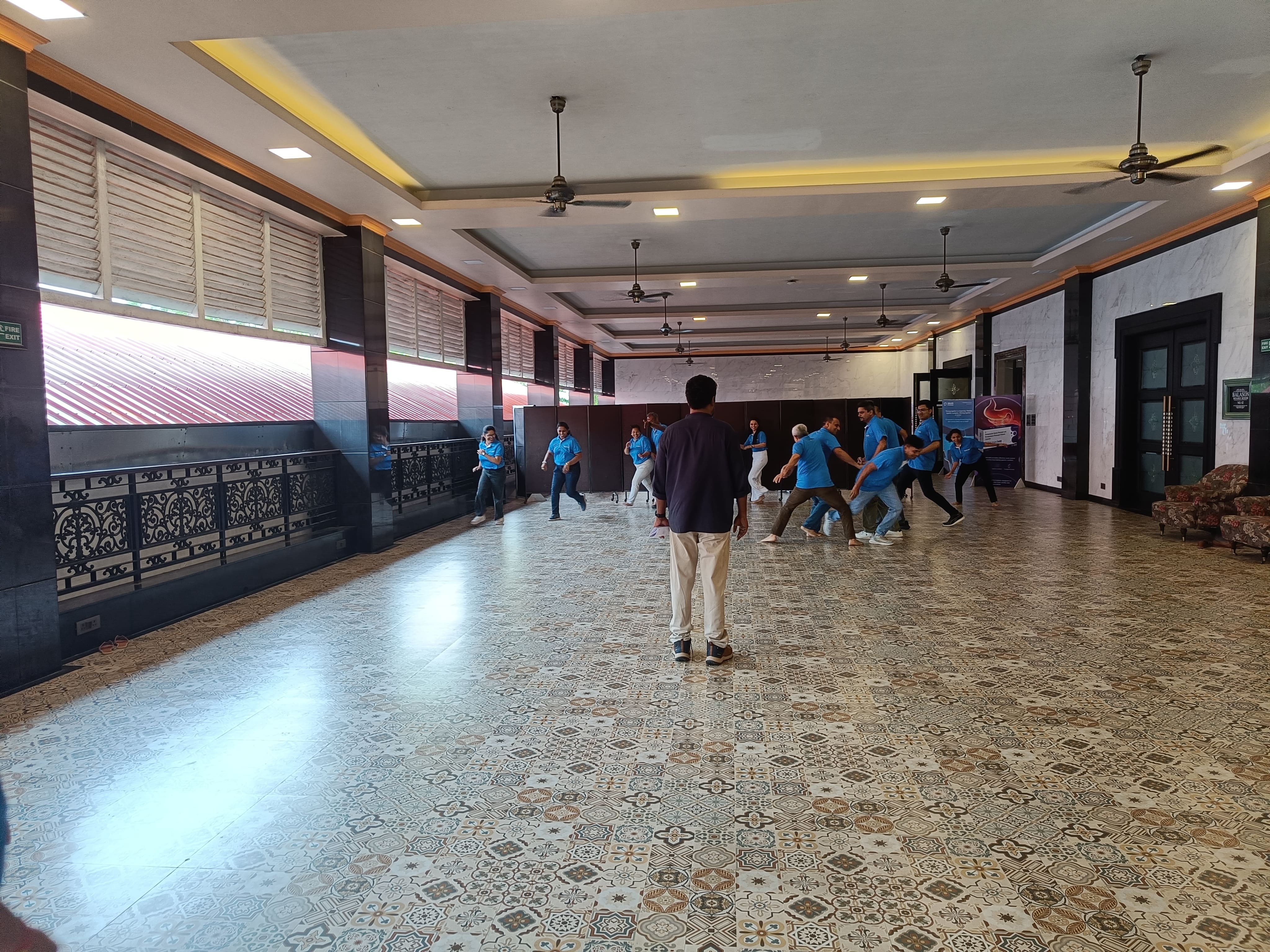 Digiyatra team activity in a large indoor space