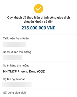 Chuyển khoản 250.000.000 đồng