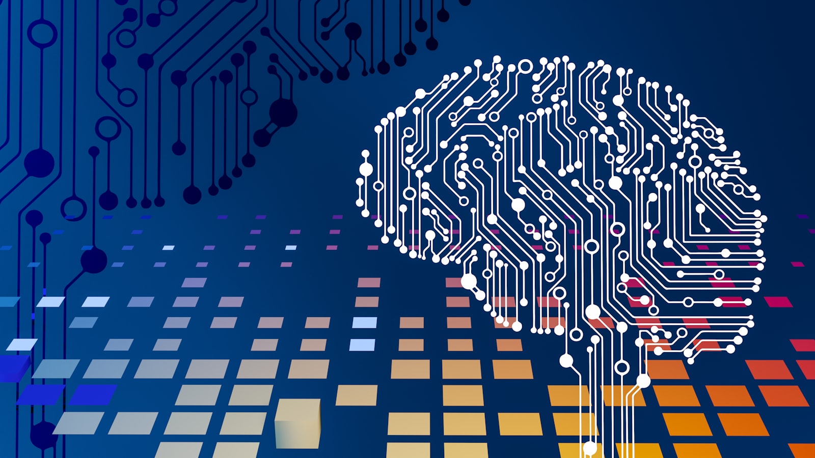 Carte électronique en forme de cerveau, intelligence artificielle
