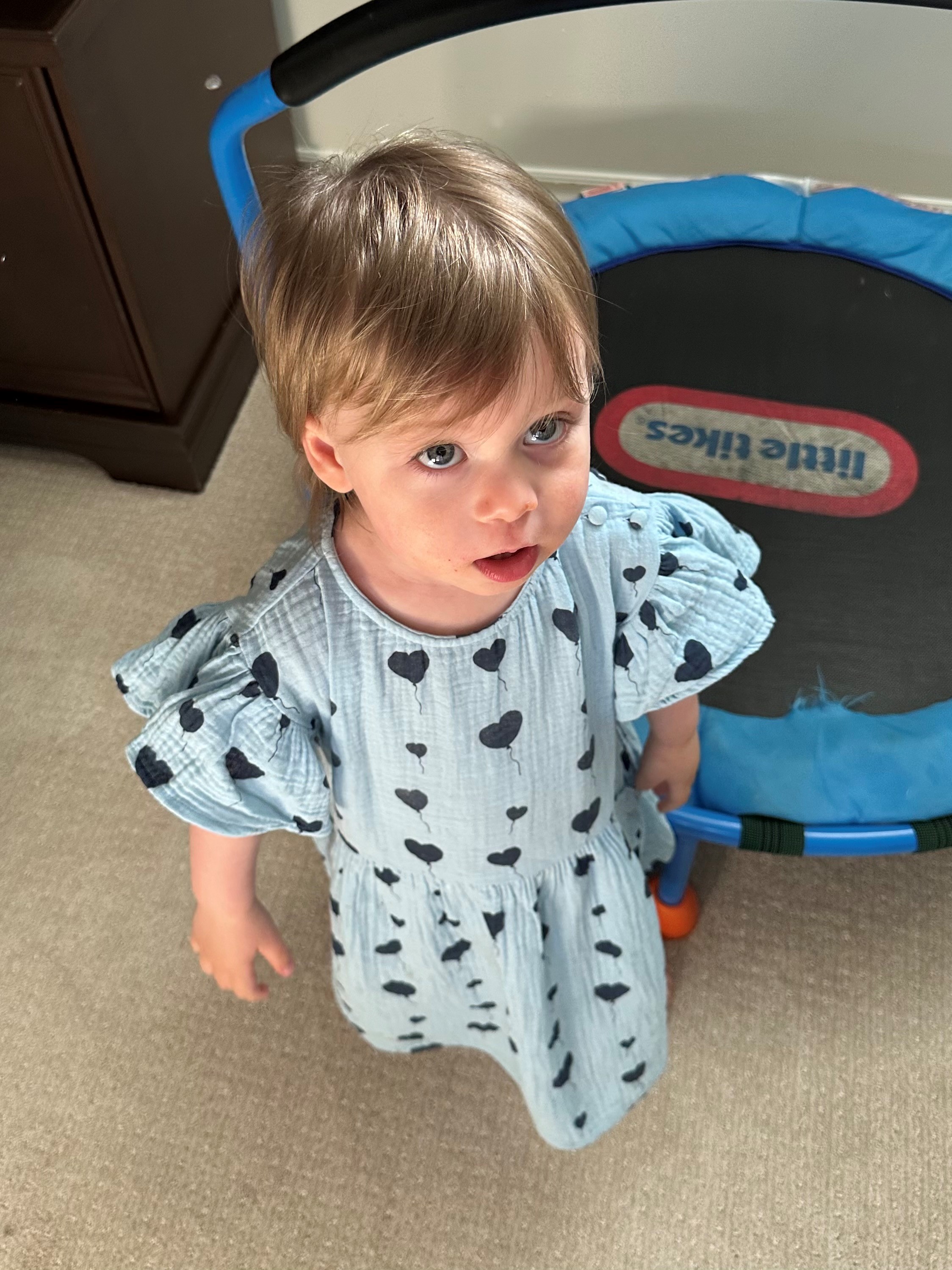 Ruby getting ready for trampoline