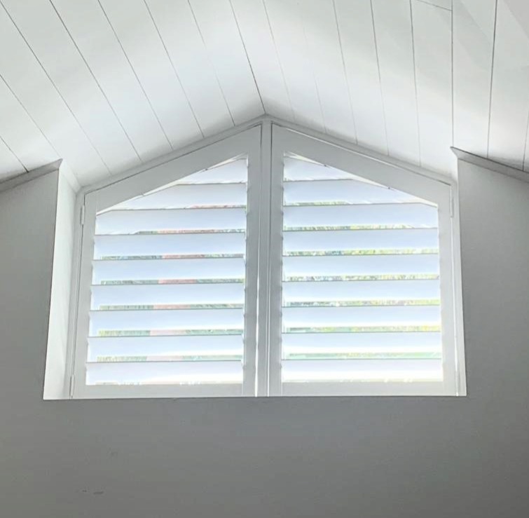 Sample custom wood shutters in custom specialty shape