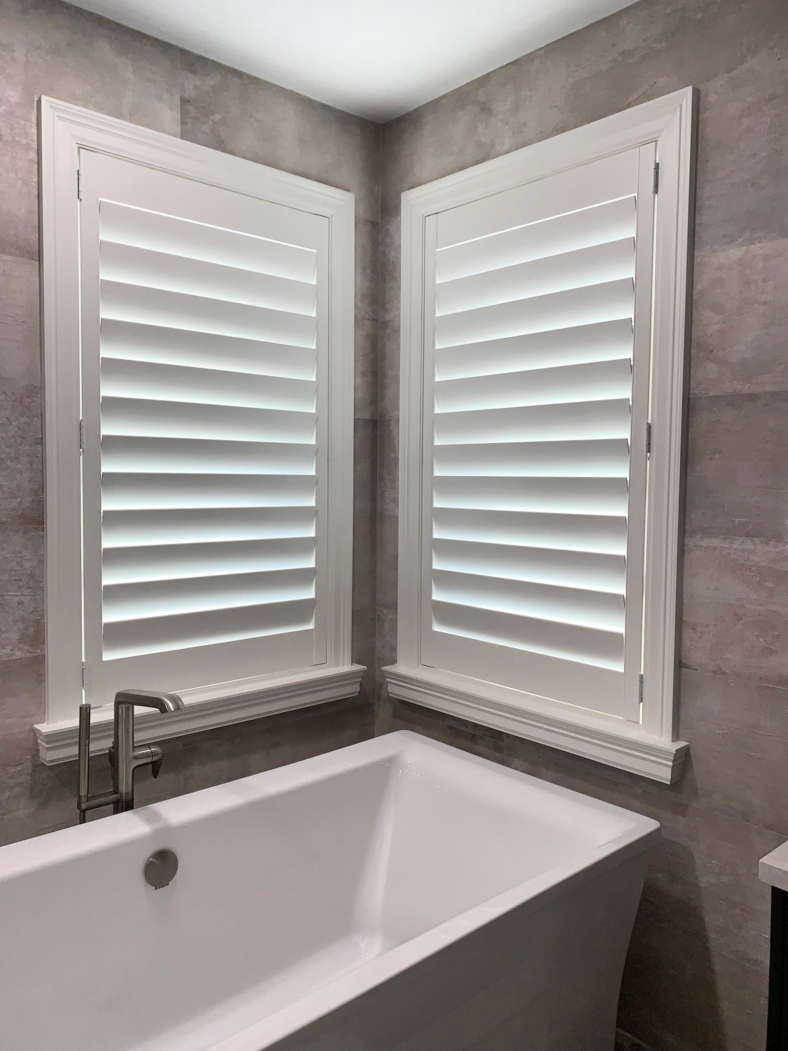 Sample custom wood shutters in bathroom