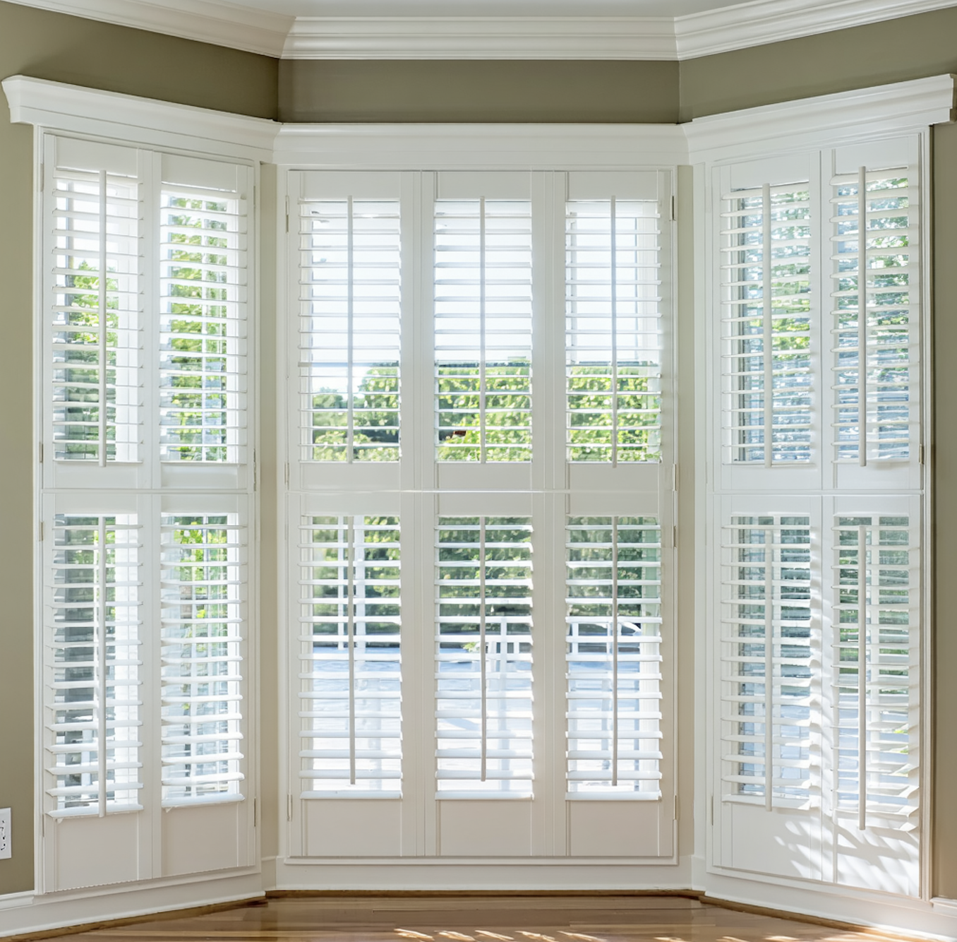 Sample wood shutters in living room