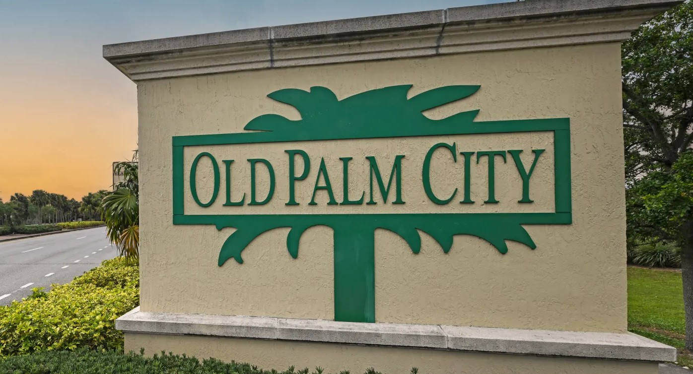 Welcome to Palm City, FL sign — APShutters' hometown and the home of its plantation shutter factory