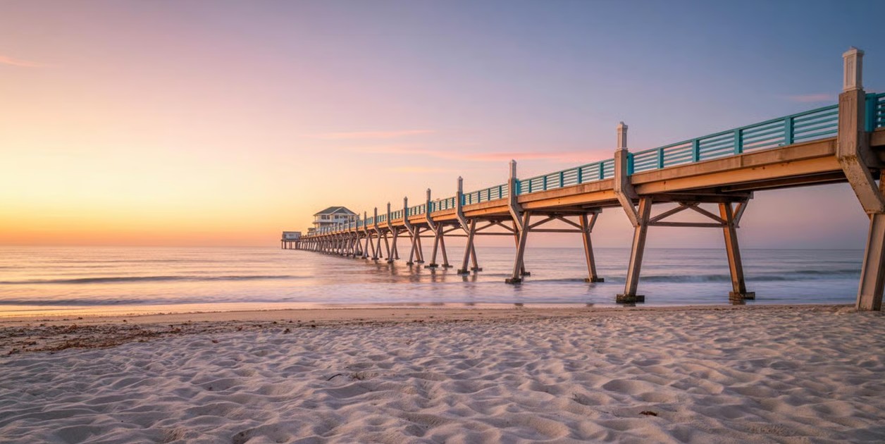 The iconic Juno Beach Pier jutting into the Atlantic Ocean