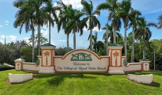 Welcome sign for the Village of Royal Palm Beach, FL