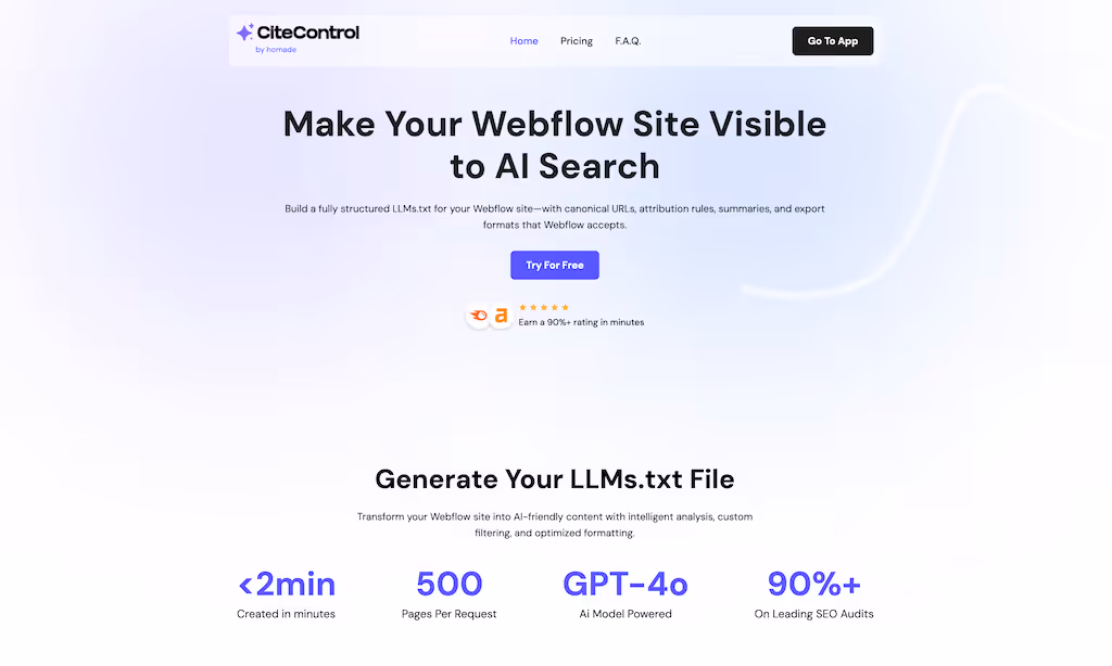 Alt text: "How to Implement LLMs.txt, AEO, and AI Search Readiness for Your Webflow Website - A comprehensive guide aimed at optimizing Webflow sites for AI search engines through LLMs.txt, Answer Engine Optimization, and structured data implementation."