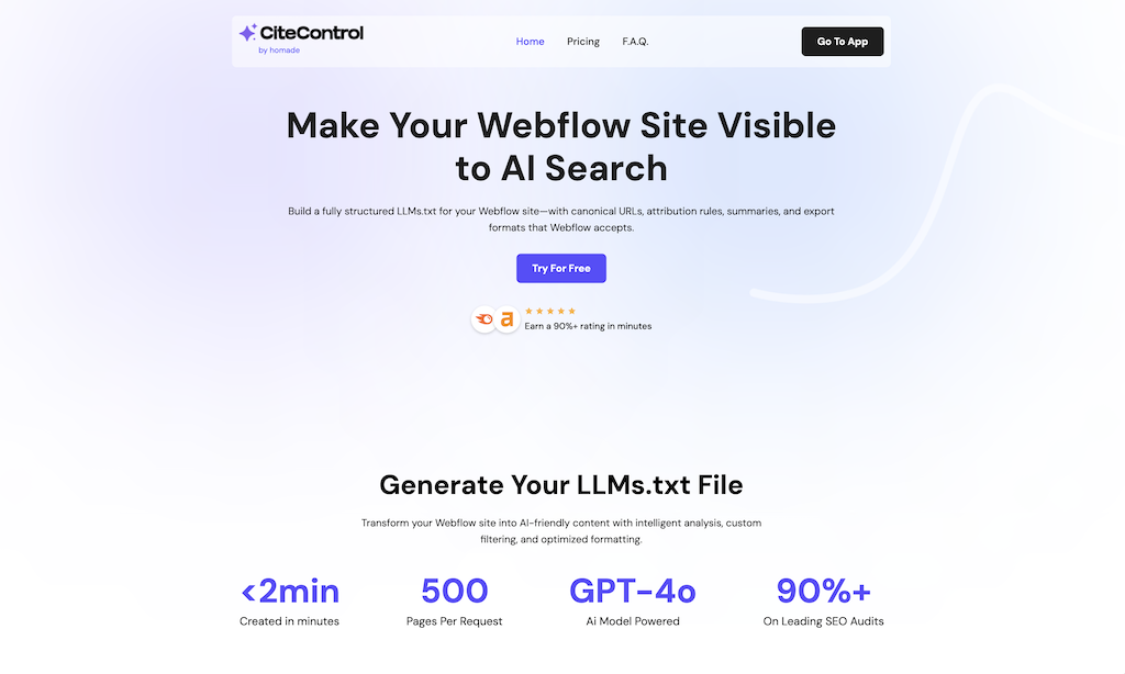 An informative image depicting the implementation of LLMs.txt, AEO, and AI search readiness techniques for optimizing a Webflow website, showcasing the essential strategies for enhancing SEO in the evolving landscape of AI-powered search engines.