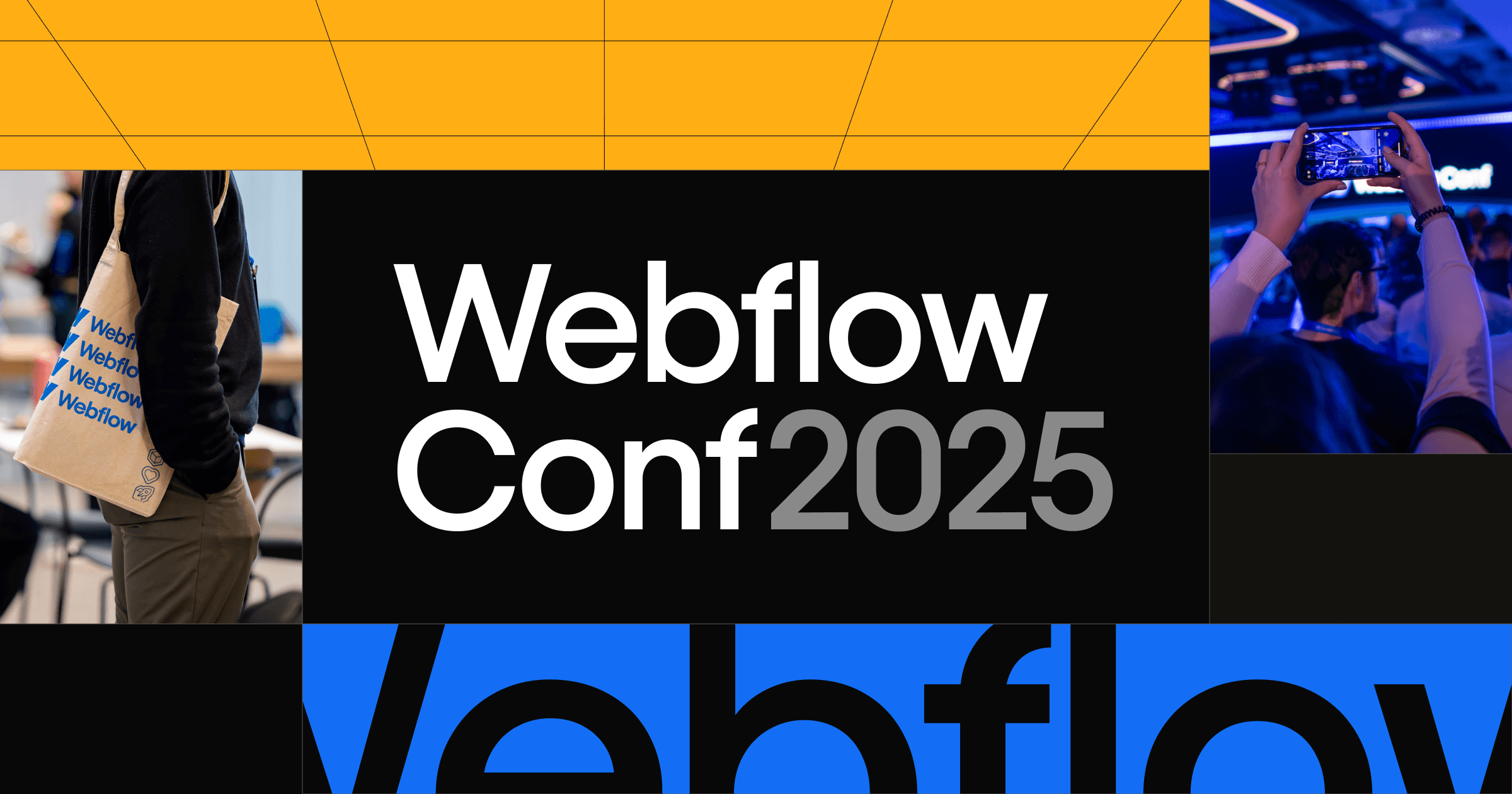Webflow Conf 2025 Day 1 Recap: Highlights of product announcements including AI Assistant, real-time collaboration, Cloudflare hosting, next-gen CMS, and Dev-Link, showcasing innovations that enhance enterprise capabilities and streamline web development.