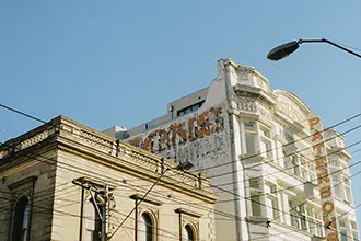 a picture of a historical shop facade in fitzroy