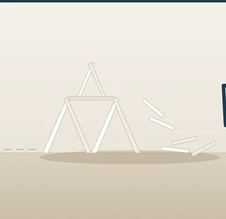 A decorative image showing a house of cards hinting at the collapse of Dashdot and the dangers of having poor fundamentals.