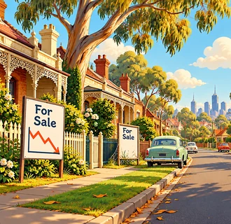 A quiet Melbourne residential street, illustrating falling home sales volumes