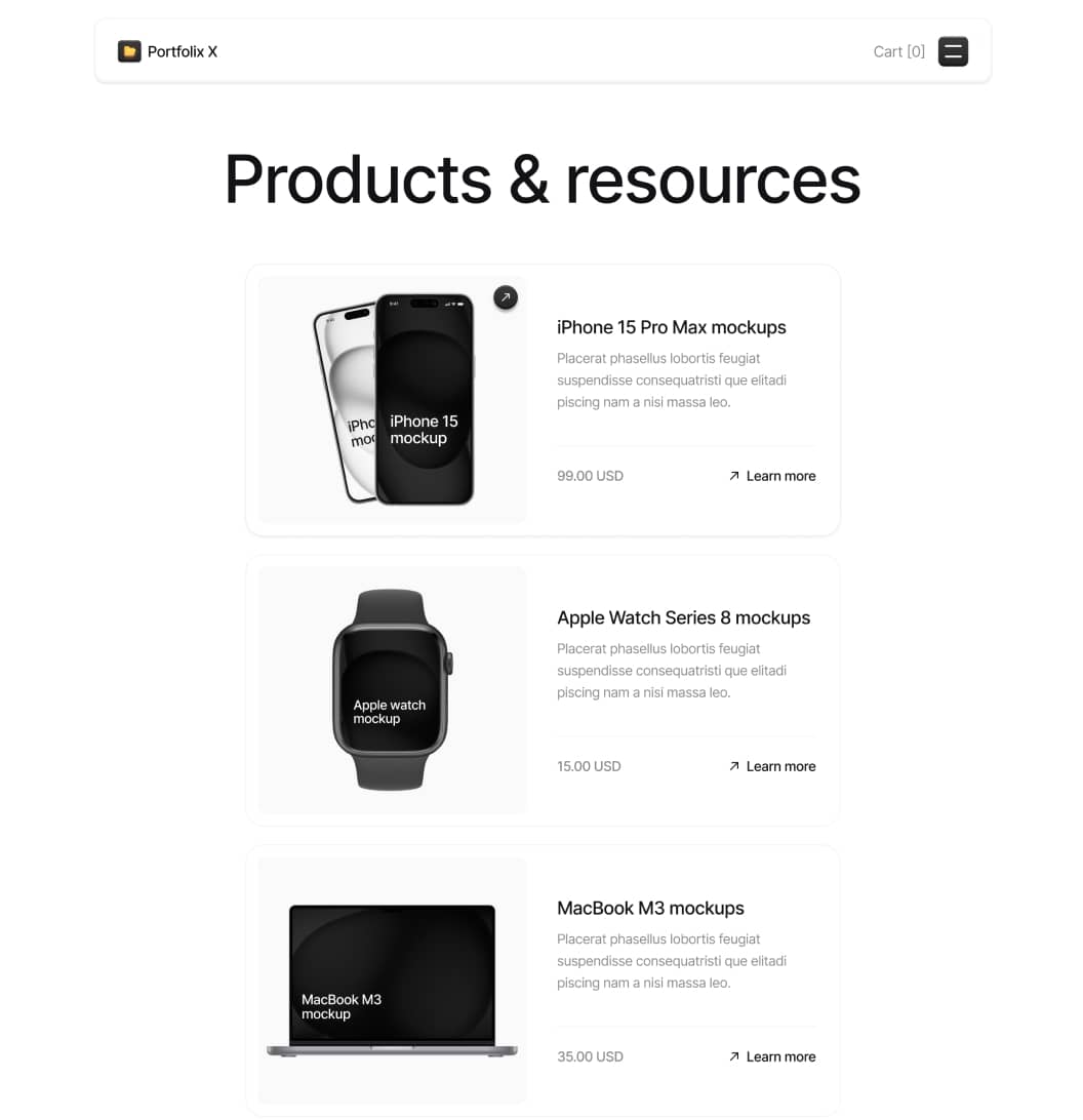 Portfolix X - Shop Page - Personal Portfolio Webflow Template