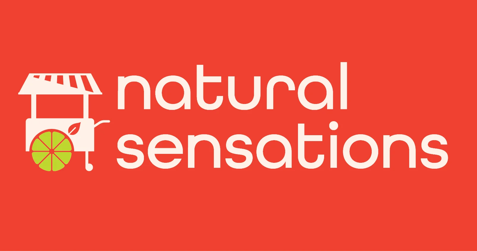 Natural Sensations horizontal lockup on dark red