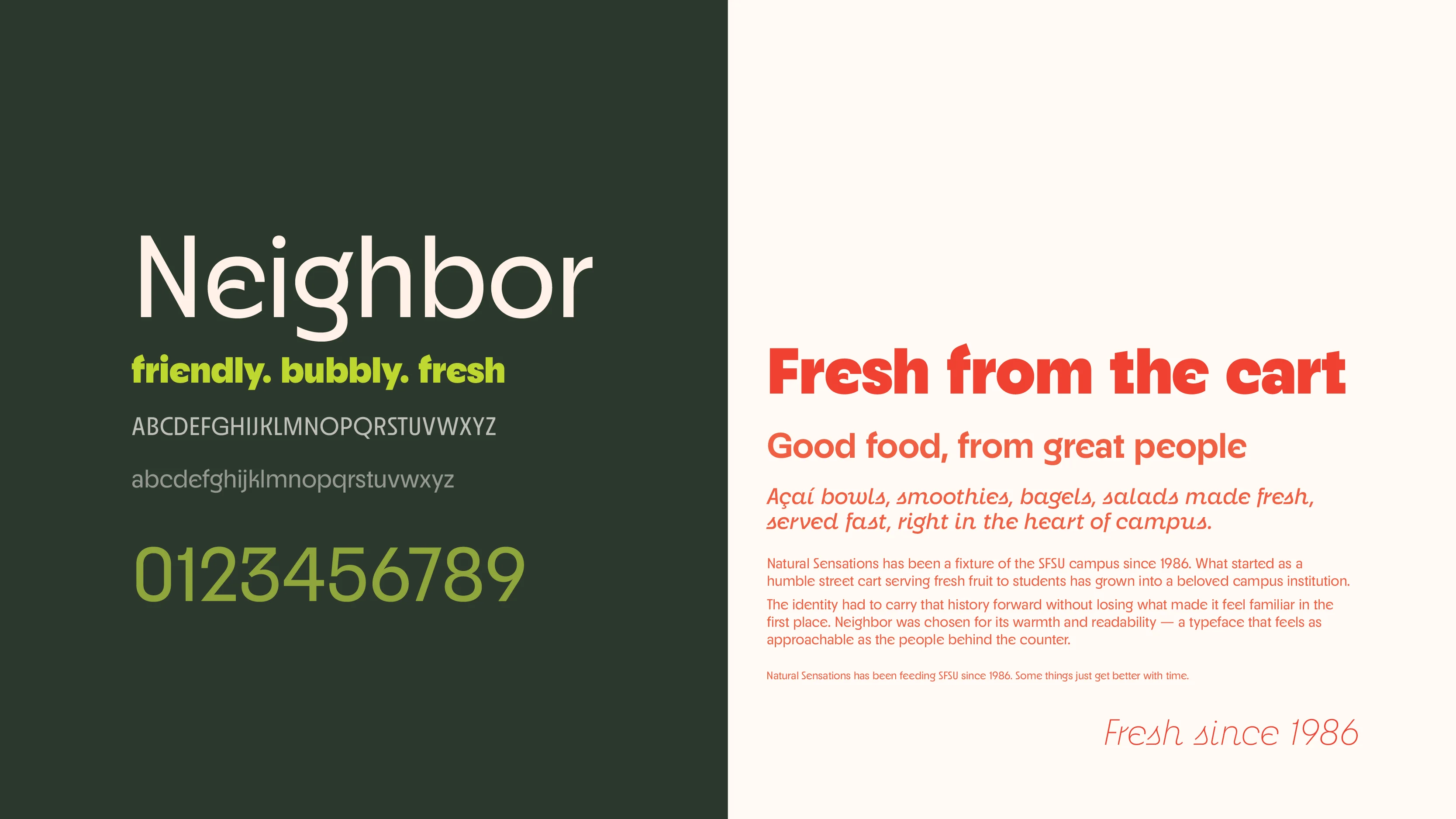 type specimen for Neighbors typeface
