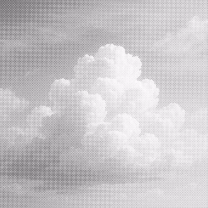 Black and white halftone pattern image depicting clouds in the sky.
