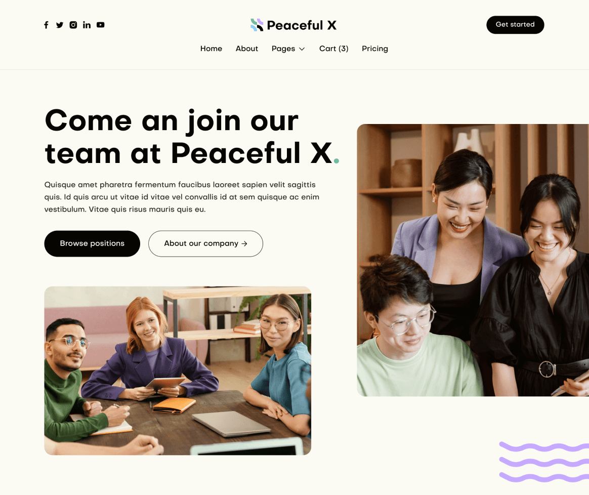 Peaceful X - Careers Main Page Multi Purpose Startup Webflow Template