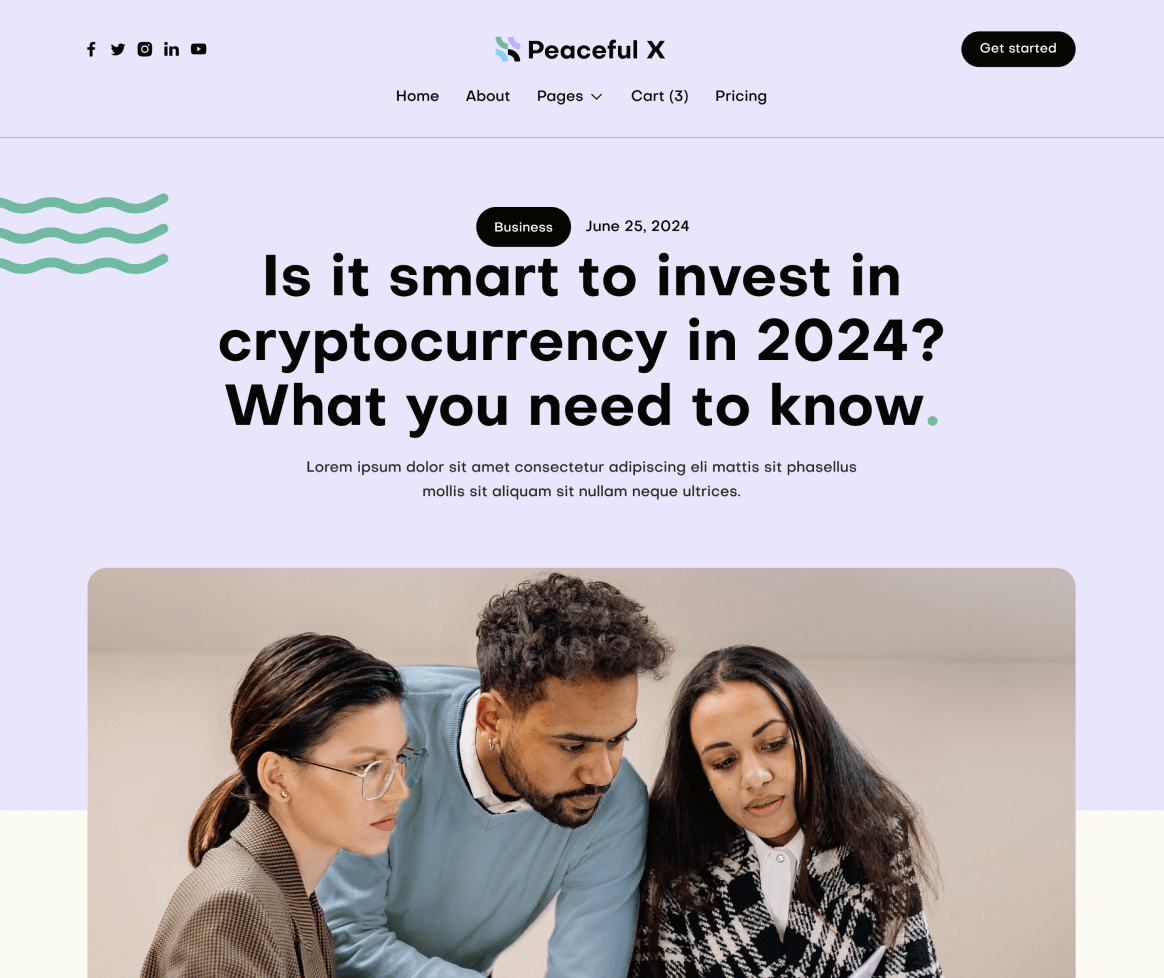 Peaceful X - Blog Post Main Page Multi Purpose Startup Webflow Template