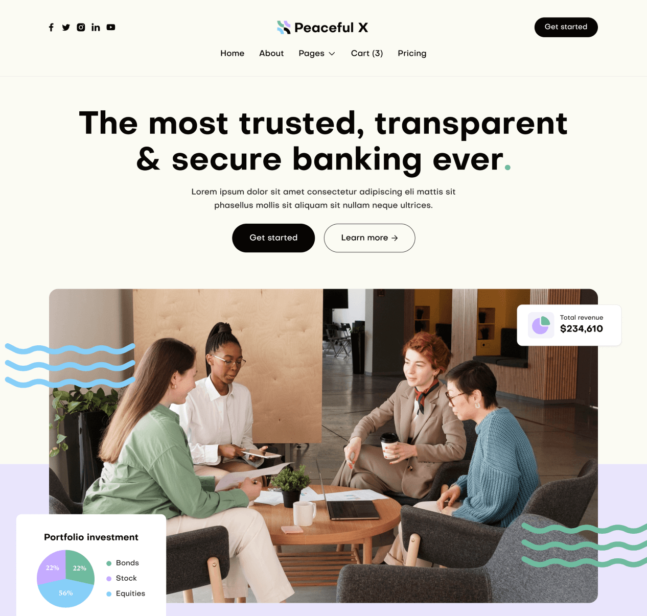 Peaceful X - Home V1 Top Page Multi Purpose Startup Webflow Template