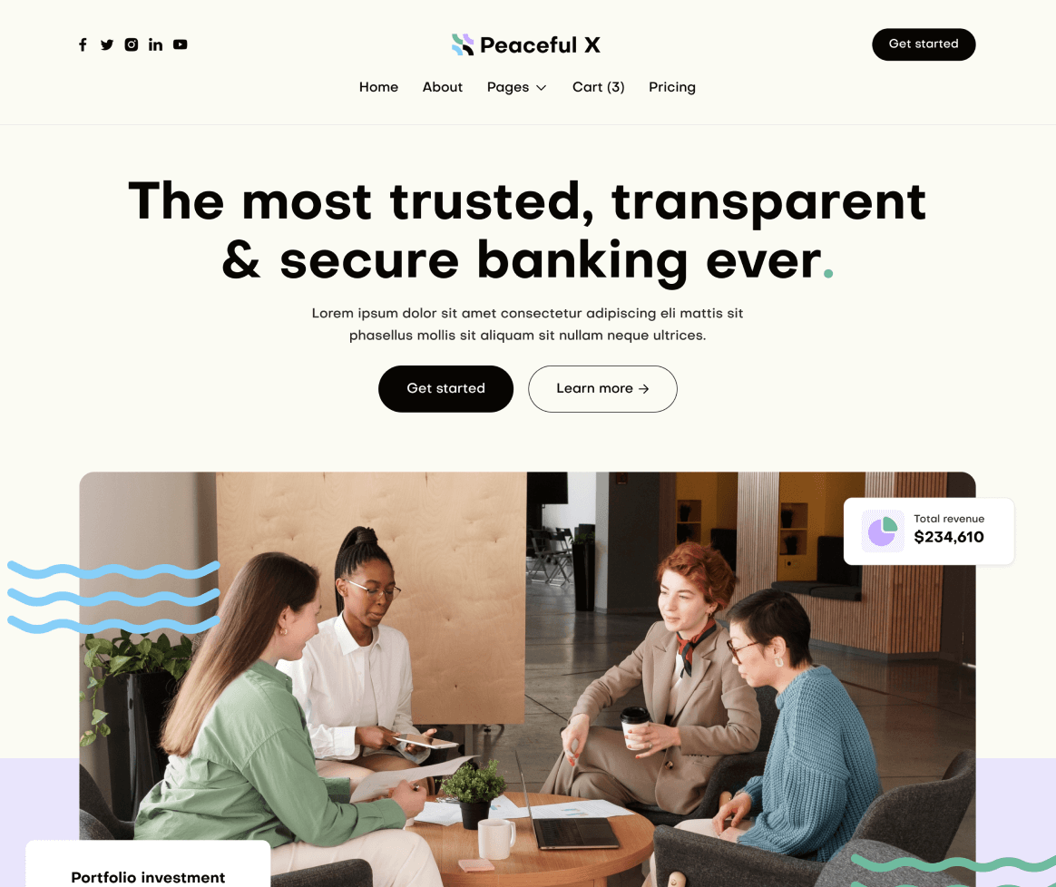 Peaceful X - Home V1 Main Page Multi Purpose Startup Webflow Template