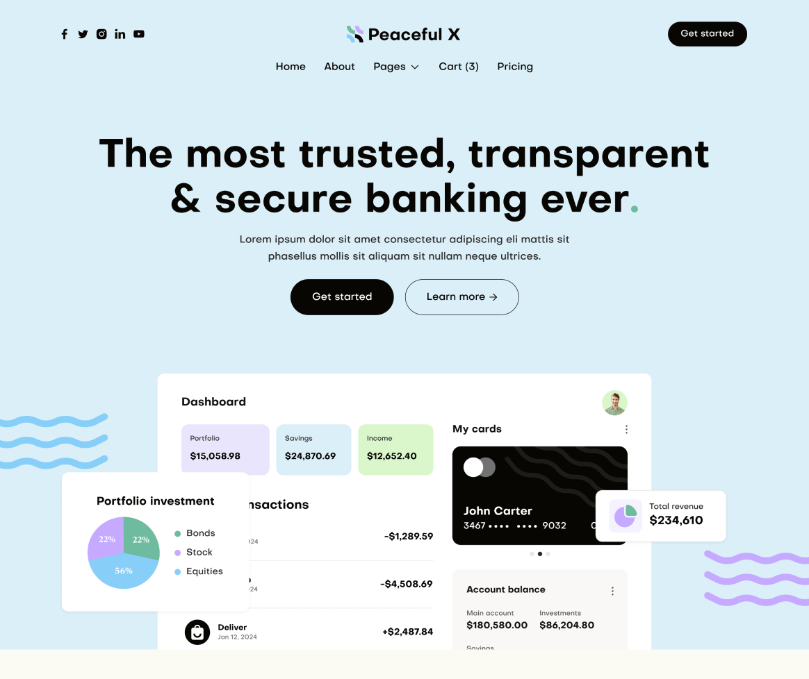 Peaceful X - Home V3 Main Page Multi Purpose Startup Webflow Template