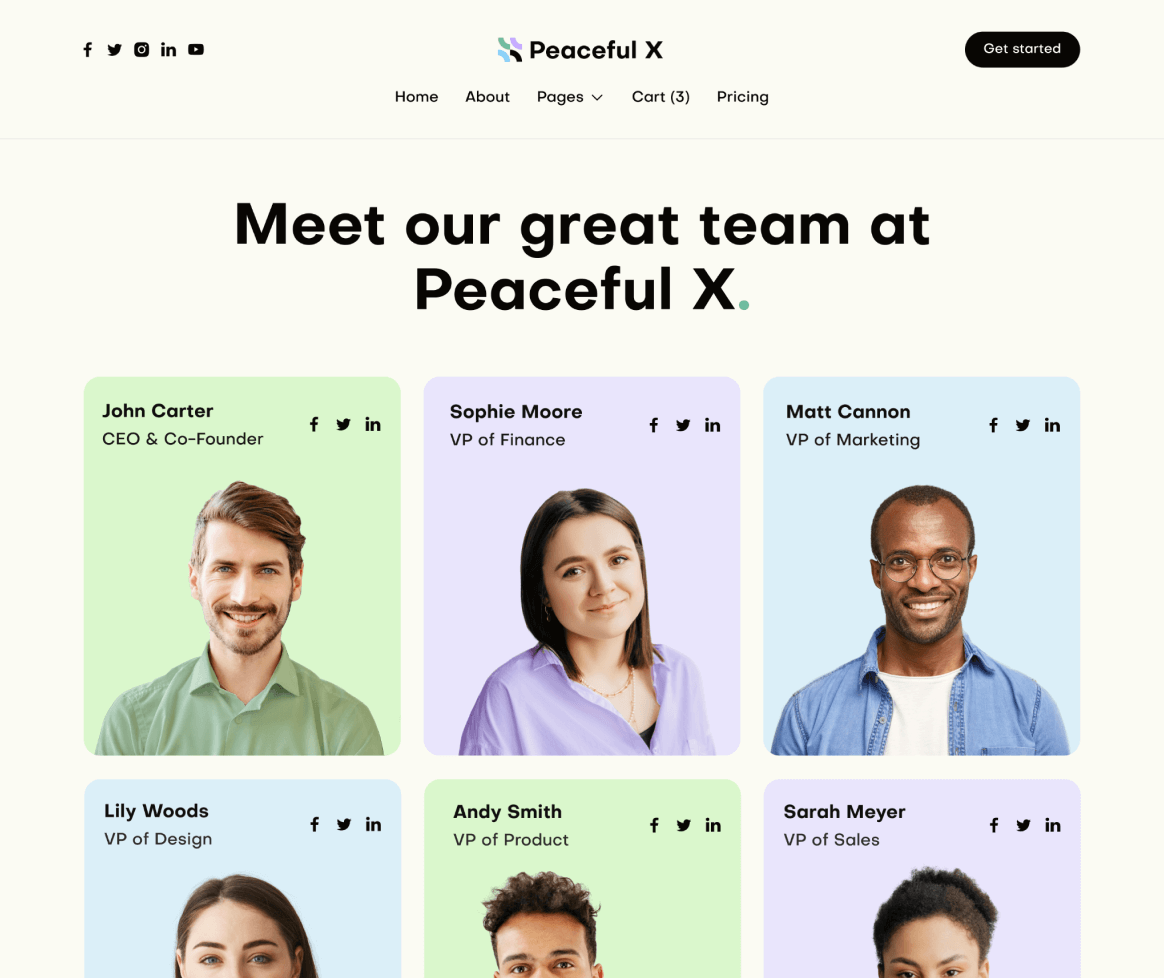 Peaceful X - Team Main Page Multi Purpose Startup Webflow Template