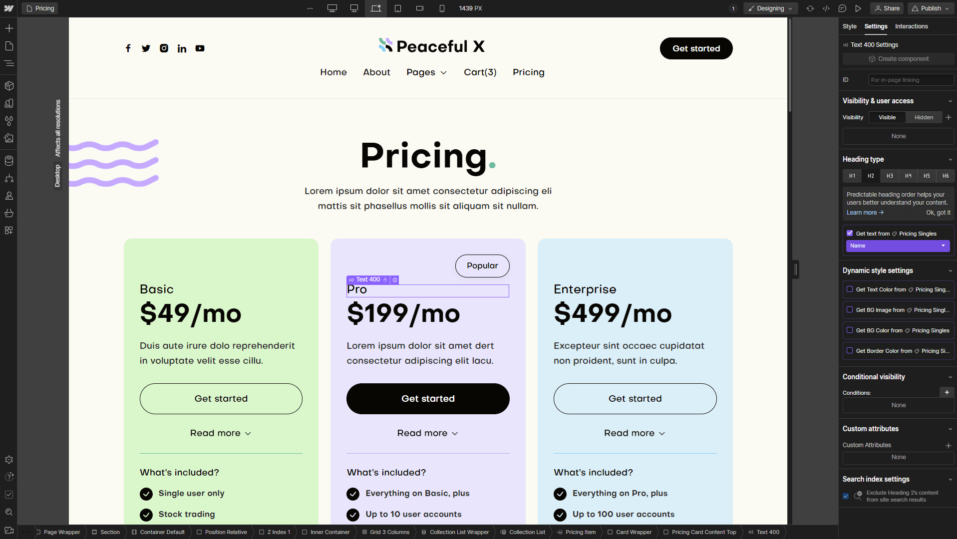 Ecommerce - Peaceful X Webflow Template