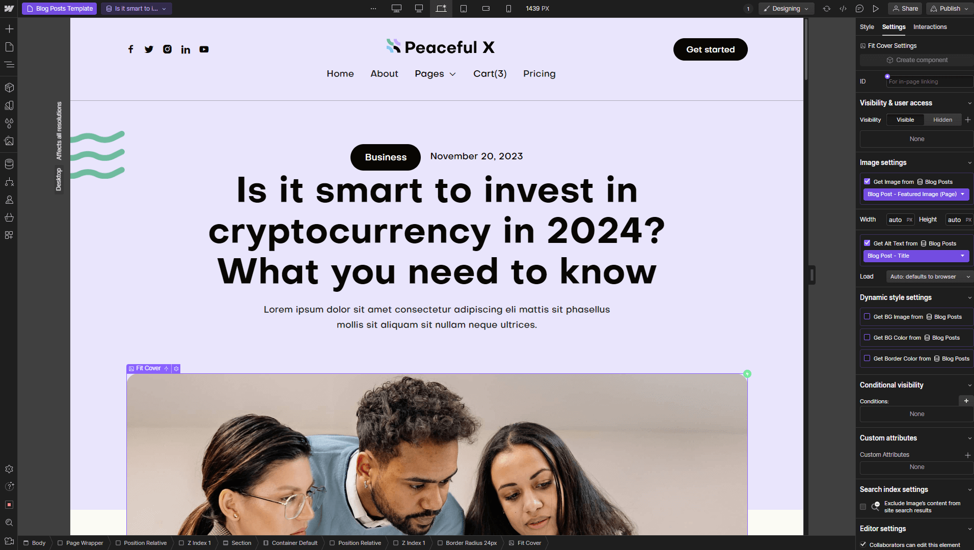 Peaceful X - Webflow Template And UI Kit CMS Page