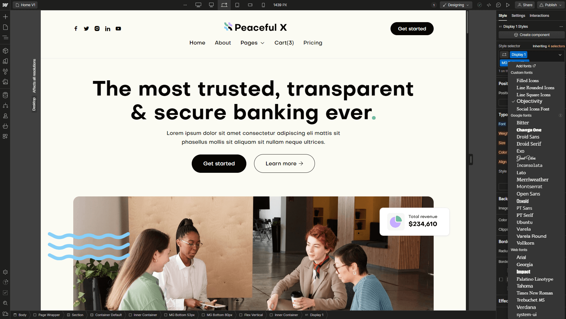 Peaceful X - Webflow Template And UI Kit Typography