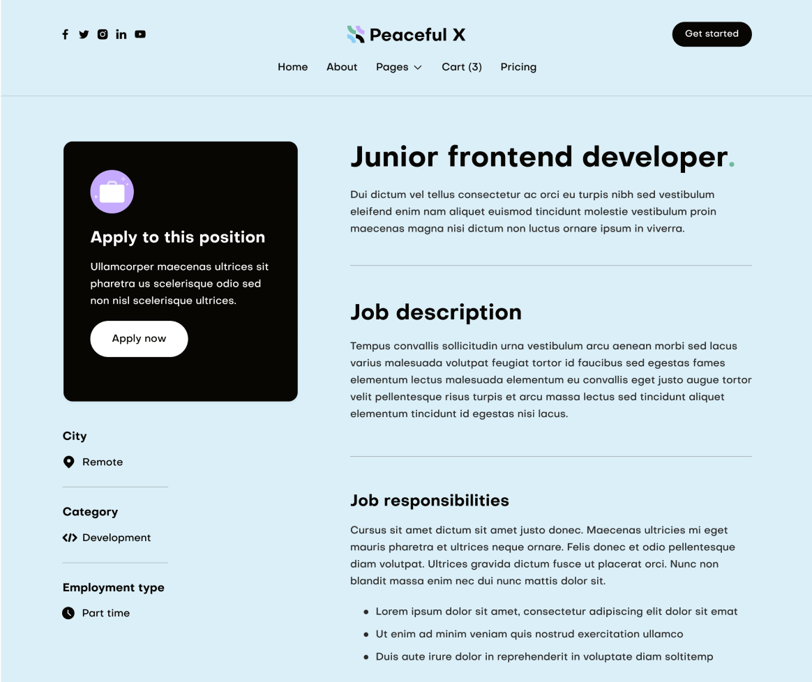Peaceful X - Career Single Page - Multi Purpose Startup Webflow Template