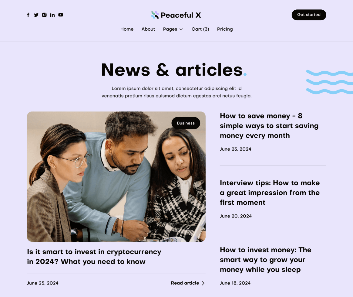 Peaceful X - Blog V2 Page - Multi Purpose Startup Webflow Template