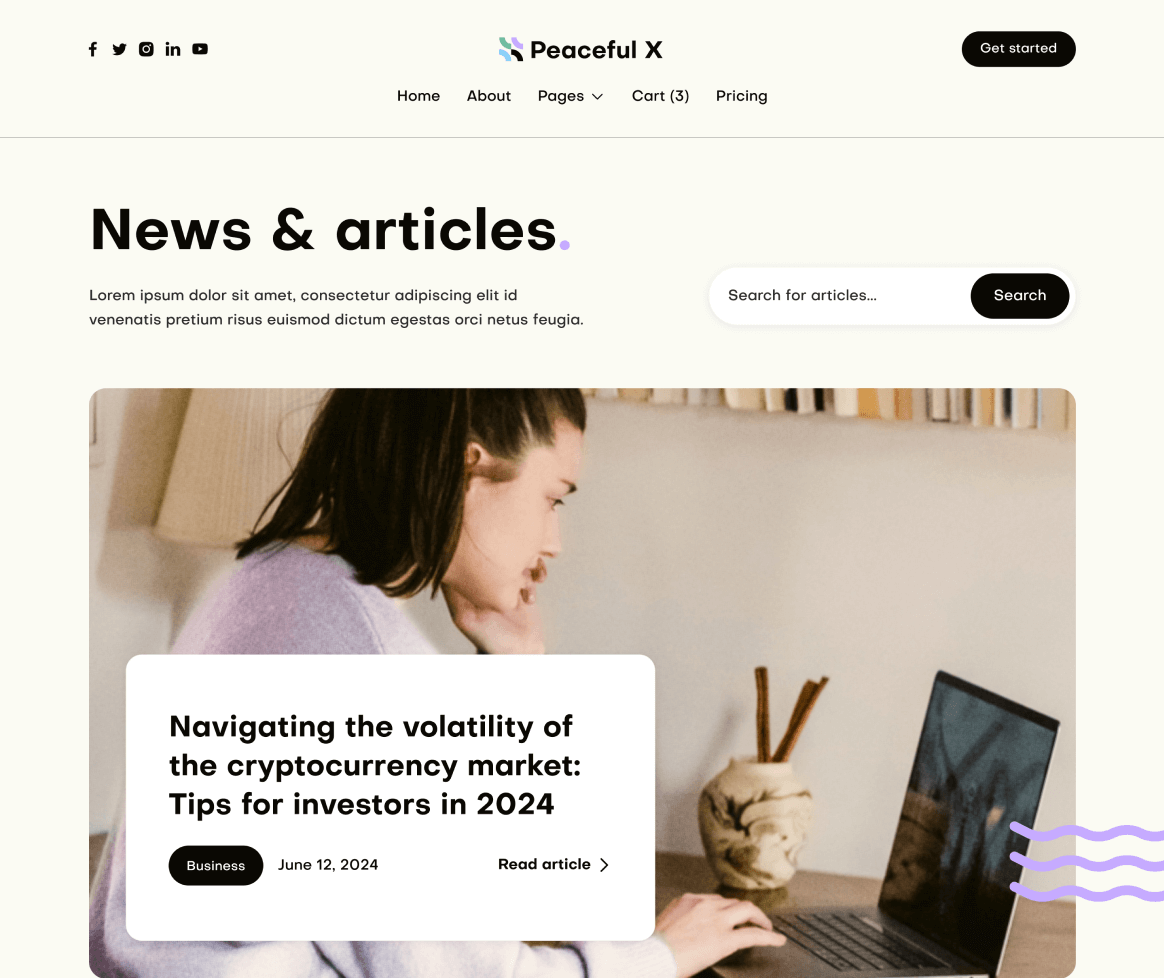 Peaceful X - Blog V3 Page - Multi Purpose Startup Webflow Template