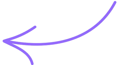 Curved purple arrow pointing to the left on a transparent background.