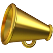 Golden loudspeaker megaphone facing right.