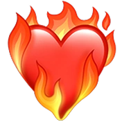 Red heart engulfed in bright orange and yellow flames.