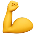 Emoji of a yellow flexed bicep muscle representing strength.