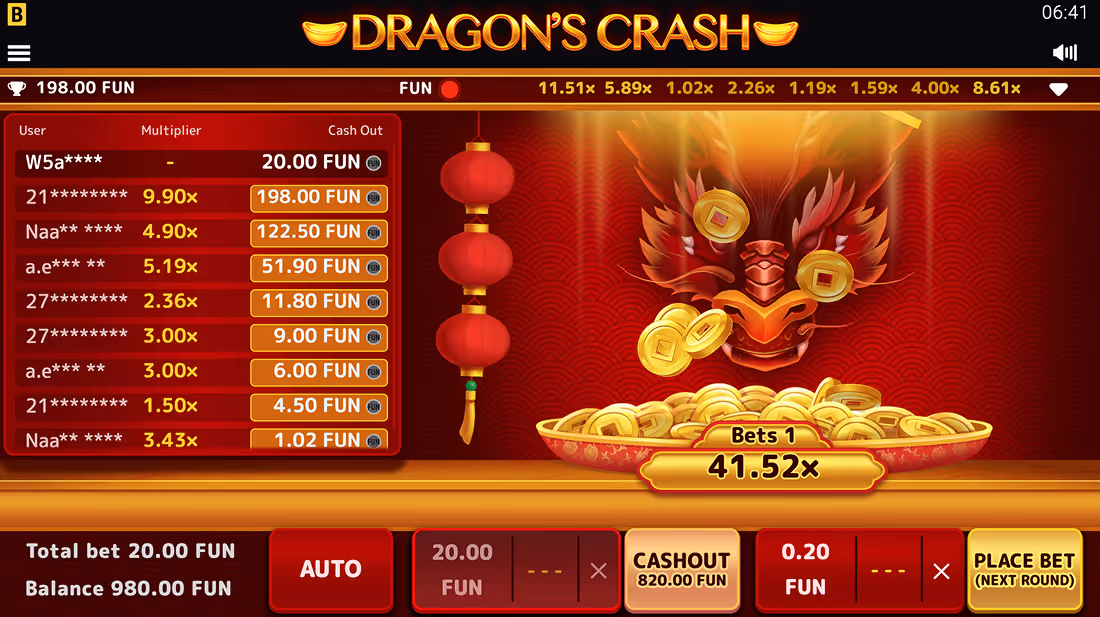 Dragons Crash BGaming Desktop Screenshot