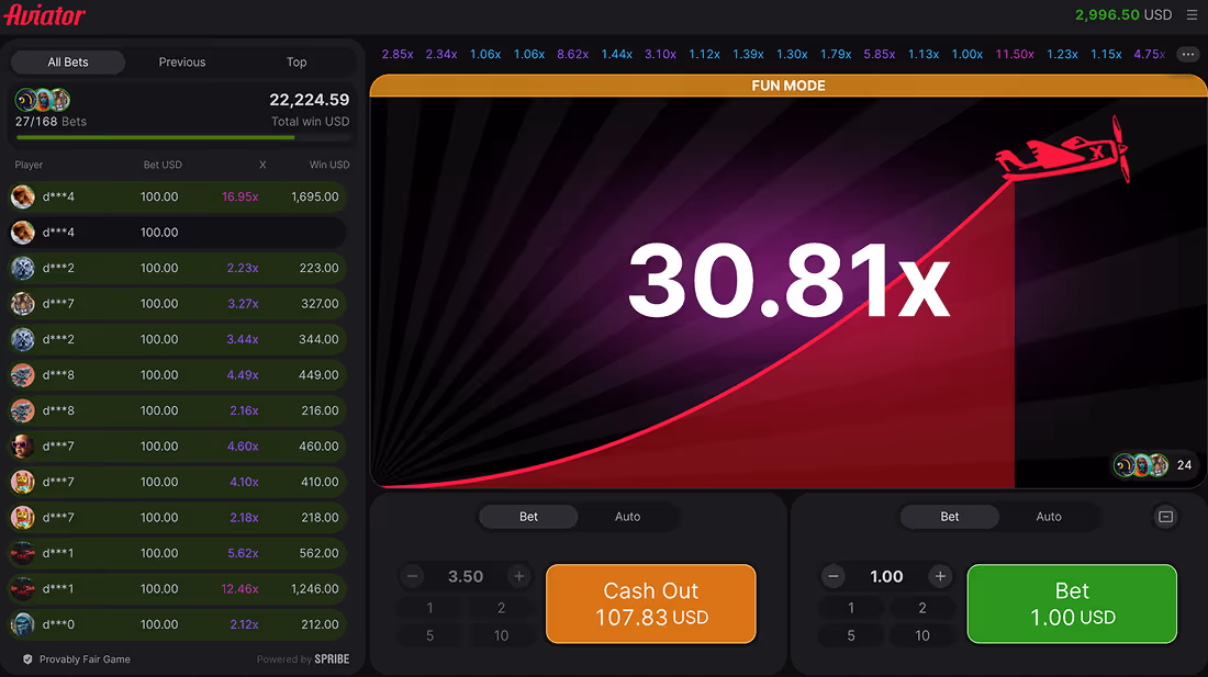 Aviator Spribe Desktop Screenshot