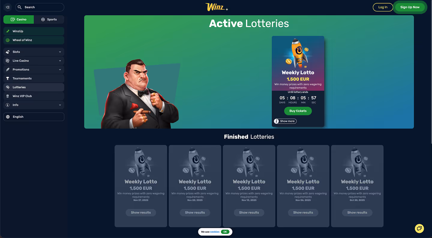 Winz Casino Screenshot Lottery