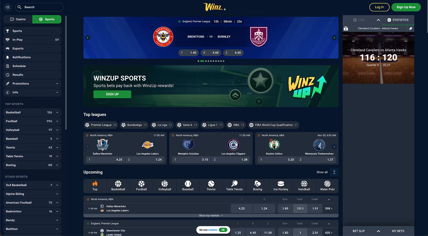 Winz Casino Screenshot Sportsbook