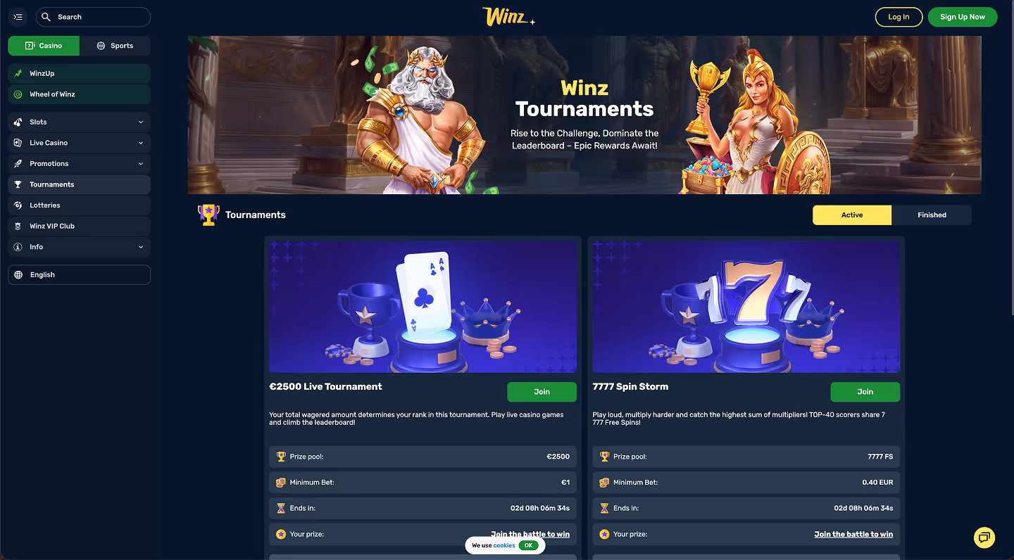 Winz Casino Screenshot Tournaments