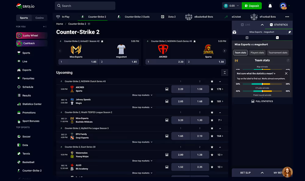 Bets.io Casino CSGO Desktop Screenshot