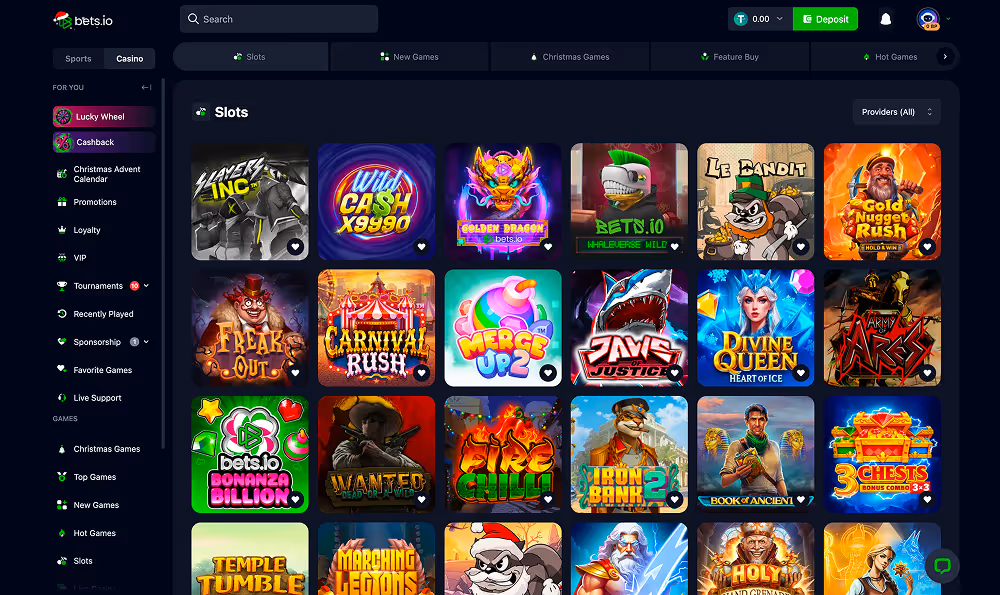 Bets.io Casino Slots Desktop Screenshot