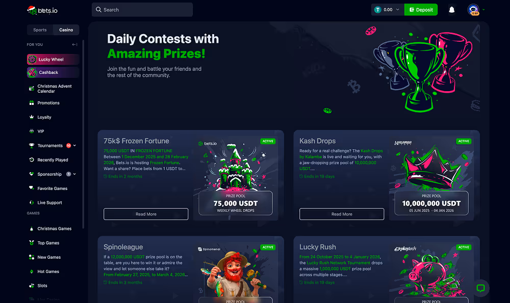 Bets.io Casino Tournaments Desktop Screenshot